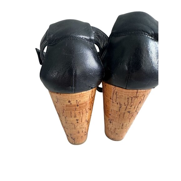 COLE HAAN Black Leather Cork Wedges Size 11 - Picture 12 of 12